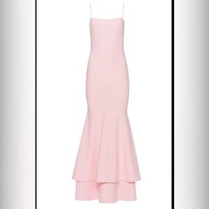 LIKELY Aurora Pink gown with added chiffon belt